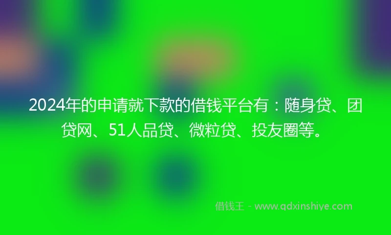 2024年的申请就下款的借钱平台有:随身贷、团贷网、51人品贷、微粒贷、投友圈等。