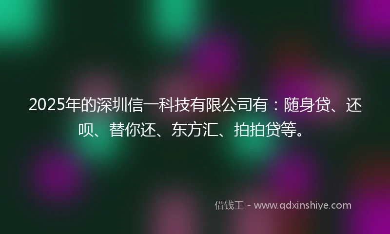 2025年的深圳信一科技有限公司有：随身贷、还呗、替你还、东方汇、拍拍贷等。
