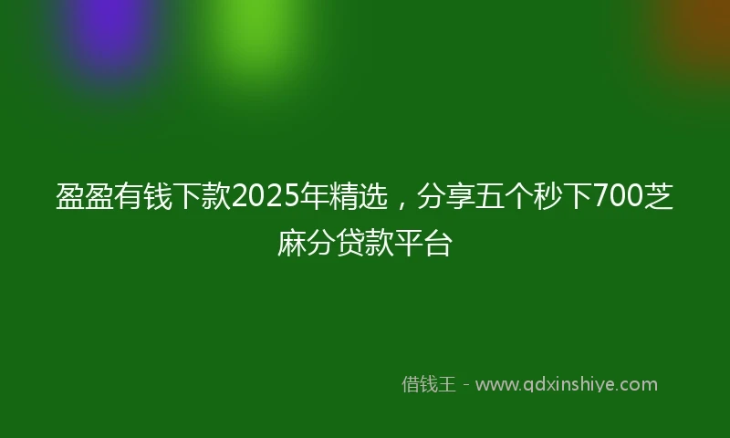 盈盈有钱下款2025年精选，分享五个秒下700芝麻分贷款平台