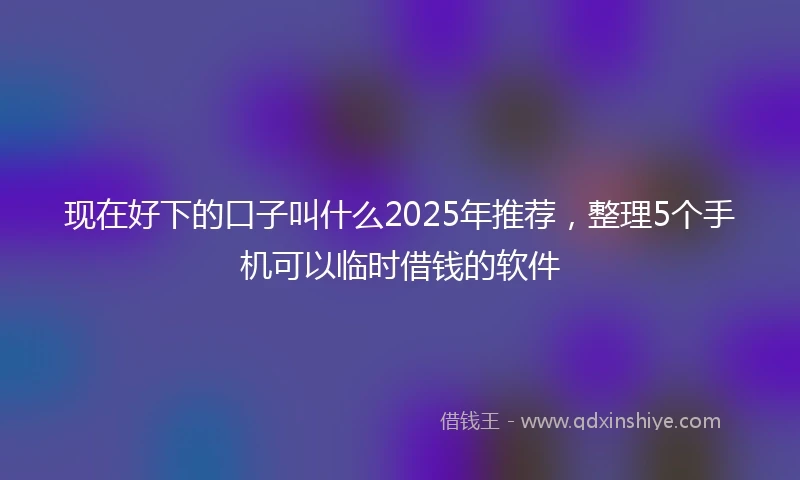 现在好下的口子叫什么2025年推荐，整理5个手机可以临时借钱的软件