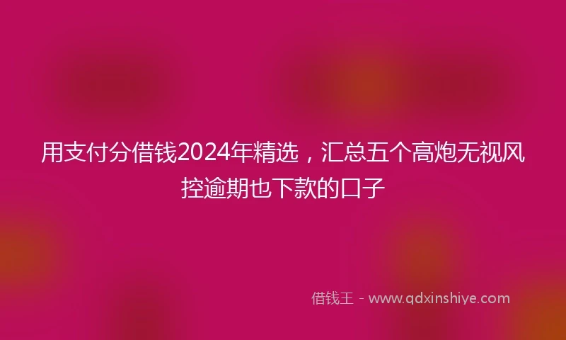 用支付分借钱2024年精选,汇总五个高炮无视风控逾期也下款的口子