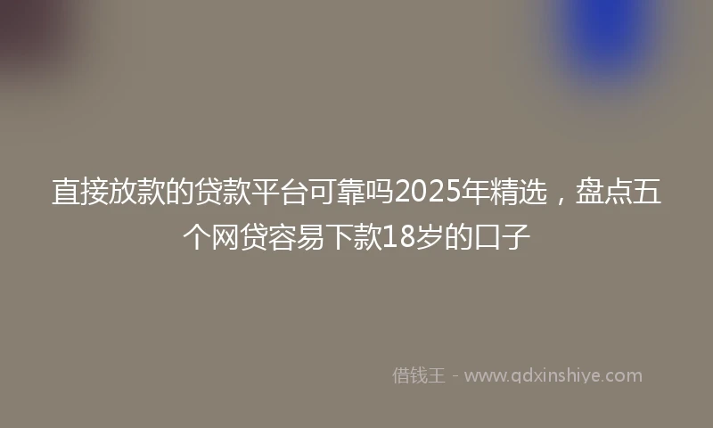 直接放款的贷款平台可靠吗2025年精选，盘点五个网贷容易下款18岁的口子