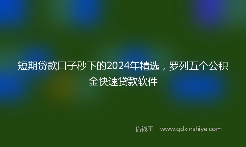 短期贷款口子秒下的2024年精选，罗列五个公积金快速贷款软件
