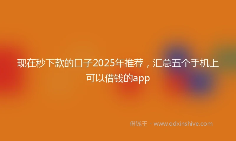 现在秒下款的口子2025年推荐，汇总五个手机上可以借钱的app