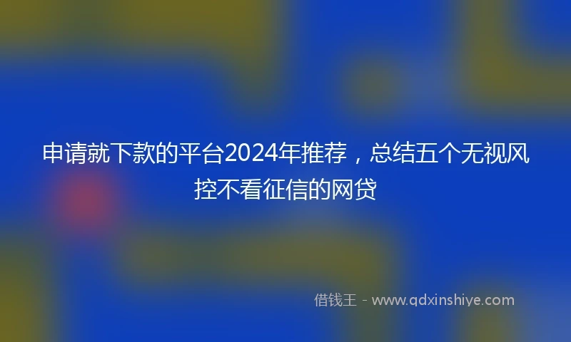 申请就下款的平台2024年推荐，总结五个无视风控不看征信的网贷