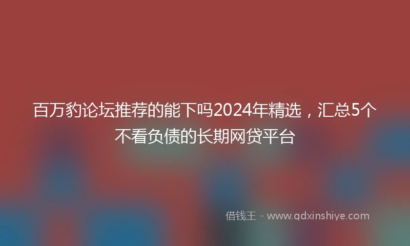 百万豹论坛推荐的能下吗2024年精选，汇总5个不看负债的长期网贷平台