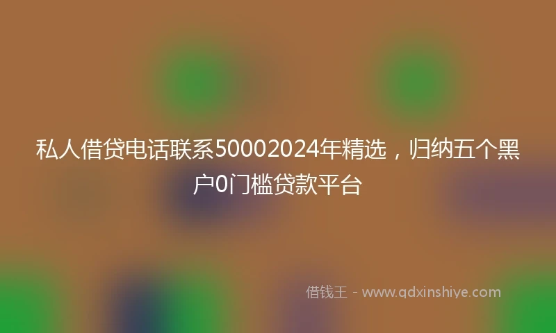 私人借贷电话联系50002024年精选，归纳五个黑户0门槛贷款平台