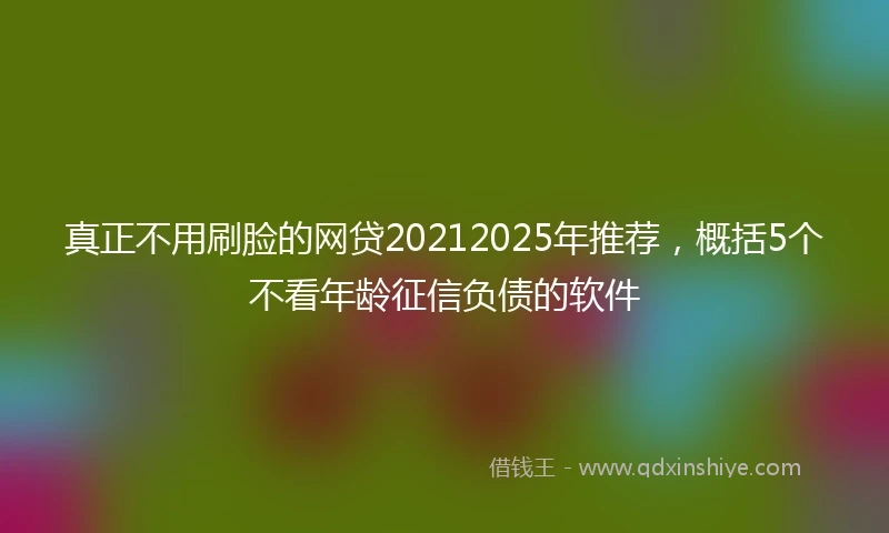 真正不用刷脸的网贷20212025年推荐，概括5个不看年龄征信负债的软件