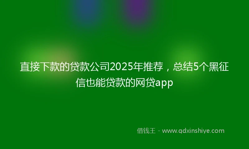 直接下款的贷款公司2025年推荐，总结5个黑征信也能贷款的网贷app