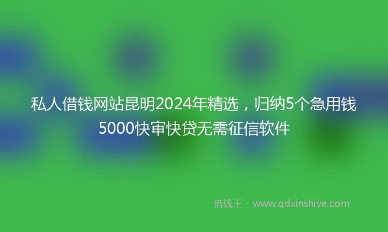 私人借钱网站昆明2024年精选，归纳5个急用钱5000快审快贷无需征信软件