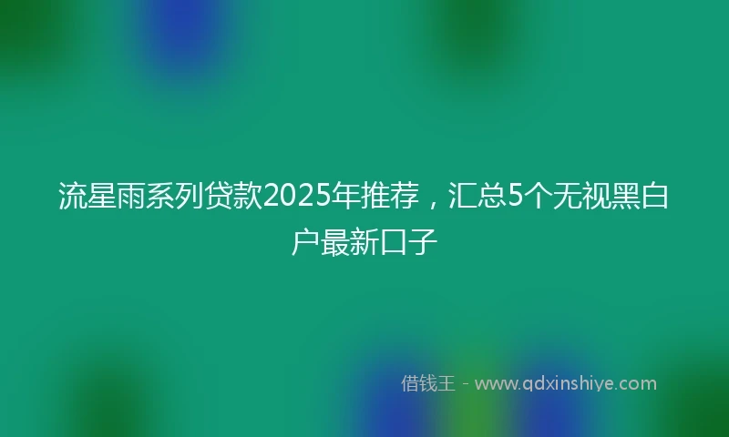 流星雨系列贷款2025年推荐，汇总5个无视黑白户最新口子