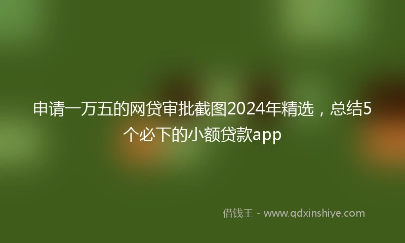 申请一万五的网贷审批截图2024年精选，总结5个必下的小额贷款app