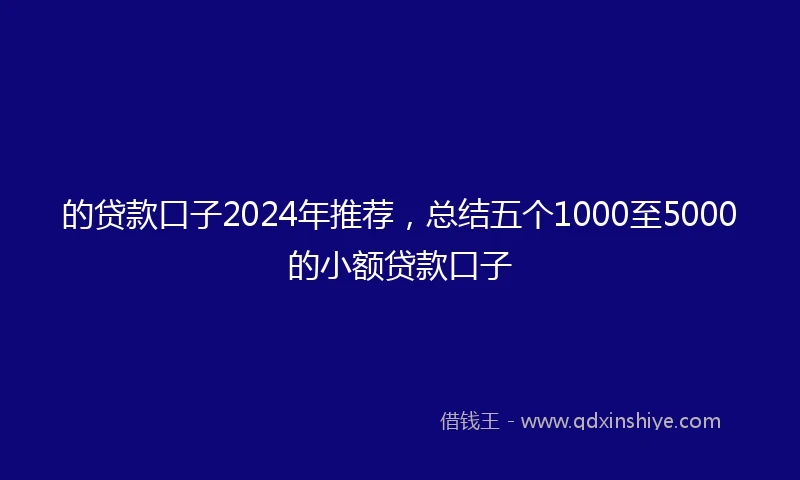 的贷款口子2024年推荐，总结五个1000至5000的小额贷款口子