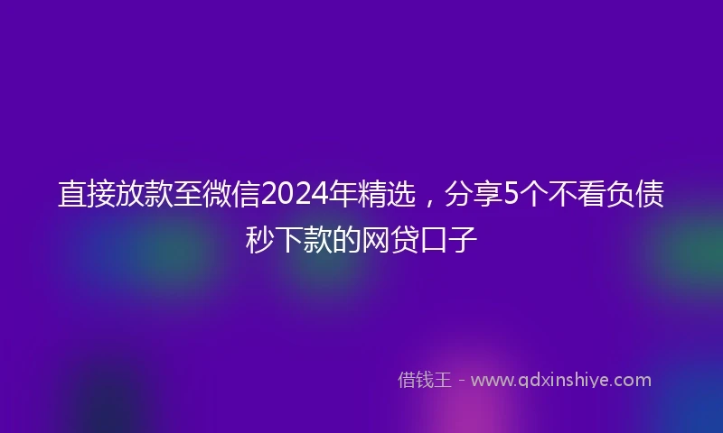 直接放款至微信2024年精选，分享5个不看负债秒下款的网贷口子