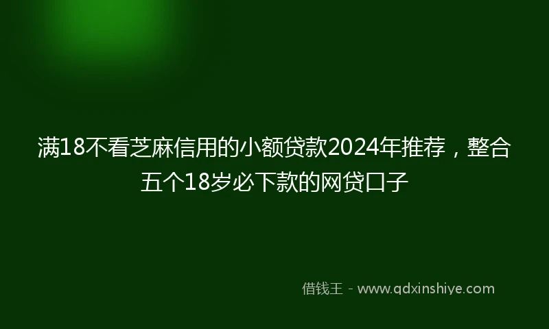 满18不看芝麻信用的小额贷款2024年推荐，整合五个18岁必下款的网贷口子
