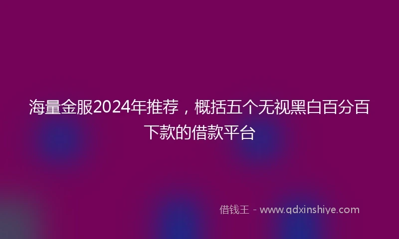 海量金服2024年推荐，概括五个无视黑白百分百下款的借款平台