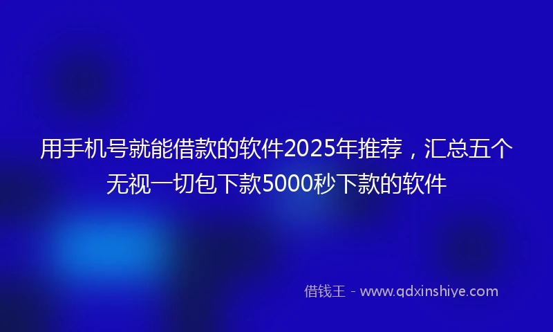 用手机号就能借款的软件2025年推荐，汇总五个无视一切包下款5000秒下款的软件