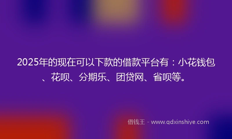 2025年的现在可以下款的借款平台有：小花钱包、花呗、分期乐、团贷网、省呗等。