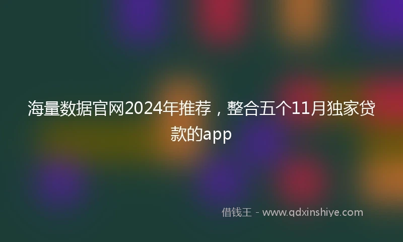 海量数据官网2024年推荐，整合五个11月独家贷款的app