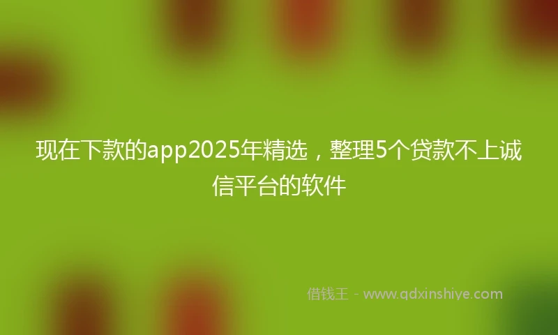 现在下款的app2025年精选，整理5个贷款不上诚信平台的软件