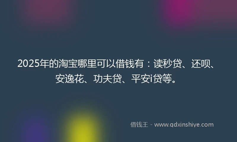 2025年的淘宝哪里可以借钱有：读秒贷、还呗、安逸花、功夫贷、平安i贷等。