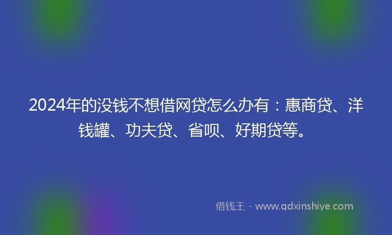 2024年的没钱不想借网贷怎么办有：惠商贷、洋钱罐、功夫贷、省呗、好期贷等。