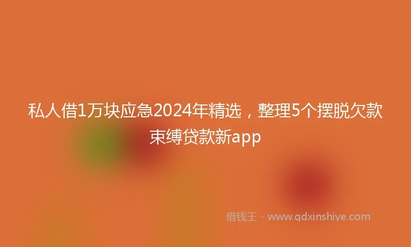 私人借1万块应急2024年精选，整理5个摆脱欠款束缚贷款新app