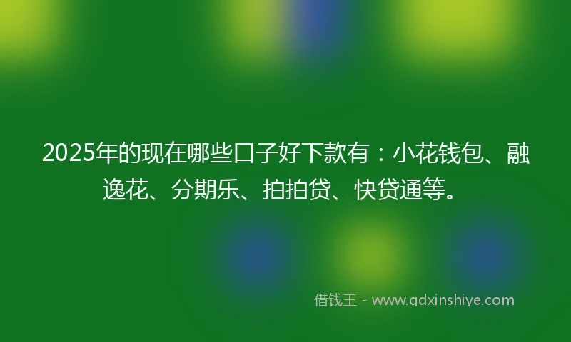 2025年的现在哪些口子好下款有：小花钱包、融逸花、分期乐、拍拍贷、快贷通等。