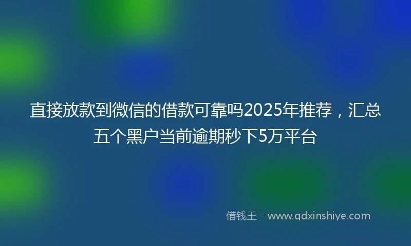 直接放款到微信的借款可靠吗2025年推荐，汇总五个黑户当前逾期秒下5万平台