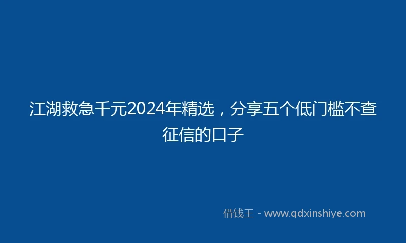 江湖救急千元2024年精选，分享五个低门槛不查征信的口子