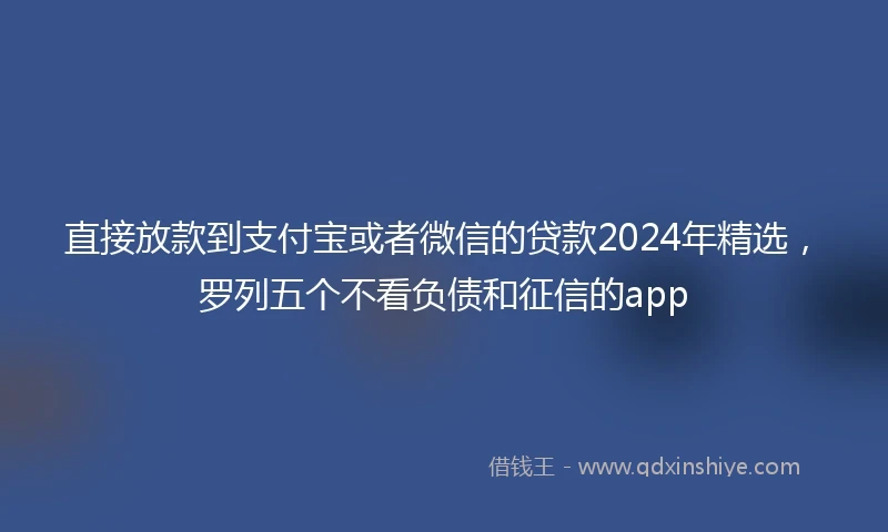 直接放款到支付宝或者微信的贷款2024年精选，罗列五个不看负债和征信的app