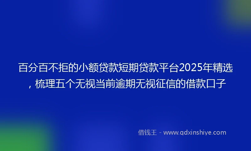 百分百不拒的小额贷款短期贷款平台2025年精选，梳理五个无视当前逾期无视征信的借款口子
