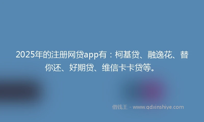 2025年的注册网贷app有：柯基贷、融逸花、替你还、好期贷、维信卡卡贷等。