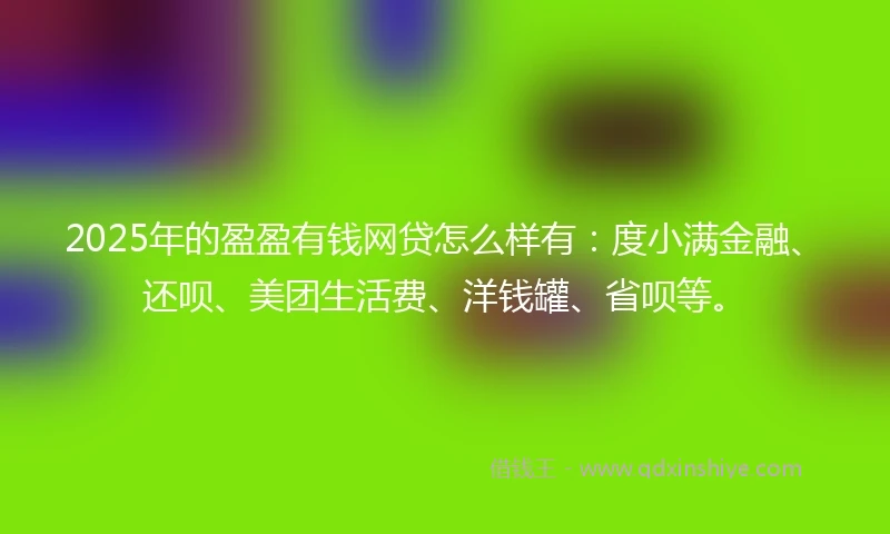 2025年的盈盈有钱网贷怎么样有：度小满金融、还呗、美团生活费、洋钱罐、省呗等。