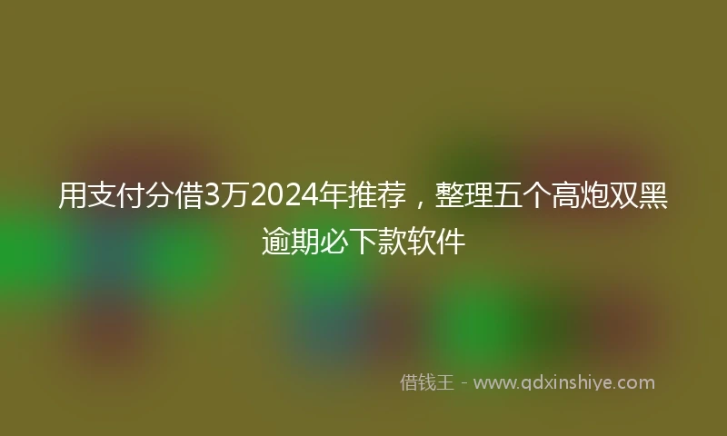 用支付分借3万2024年推荐，整理五个高炮双黑逾期必下款软件