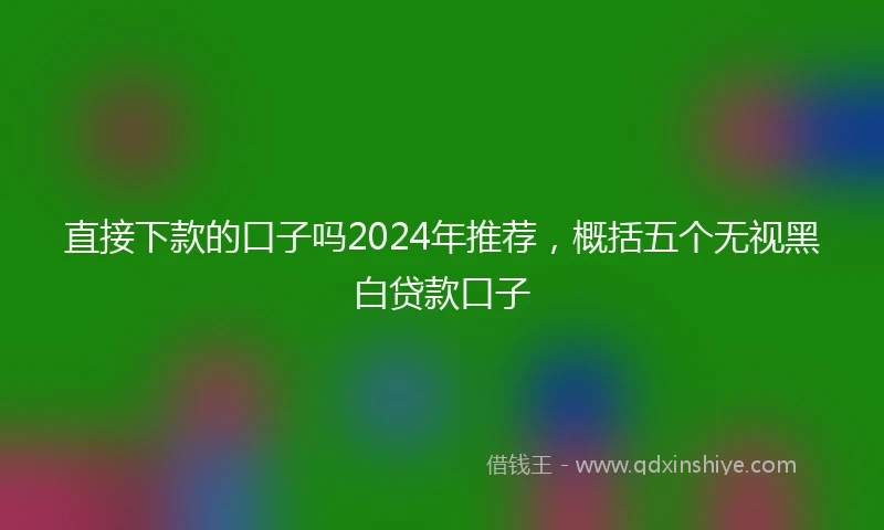 直接下款的口子吗2024年推荐，概括五个无视黑白贷款口子