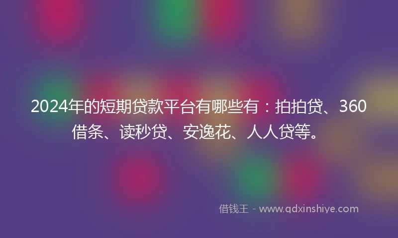 2024年的短期贷款平台有哪些有：拍拍贷、360借条、读秒贷、安逸花、人人贷等。
