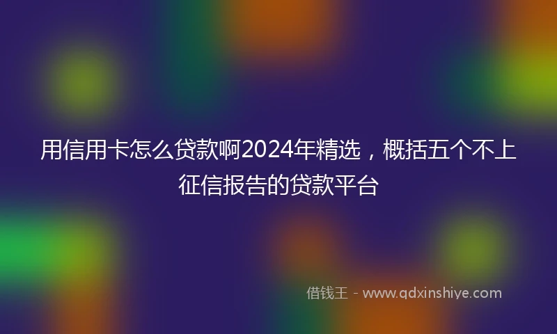 用信用卡怎么贷款啊2024年精选，概括五个不上征信报告的贷款平台