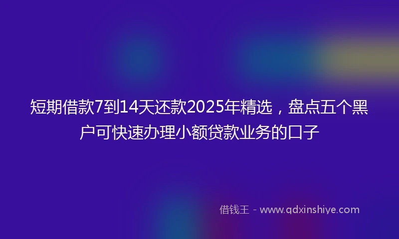 短期借款7到14天还款2025年精选，盘点五个黑户可快速办理小额贷款业务的口子