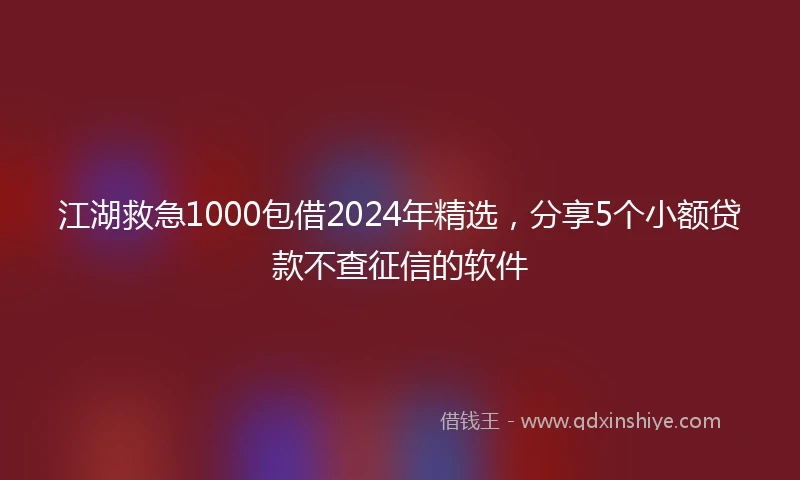 江湖救急1000包借2024年精选，分享5个小额贷款不查征信的软件