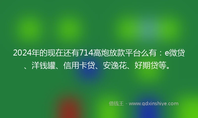 2024年的现在还有714高炮放款平台么有：e微贷、洋钱罐、信用卡贷、安逸花、好期贷等。