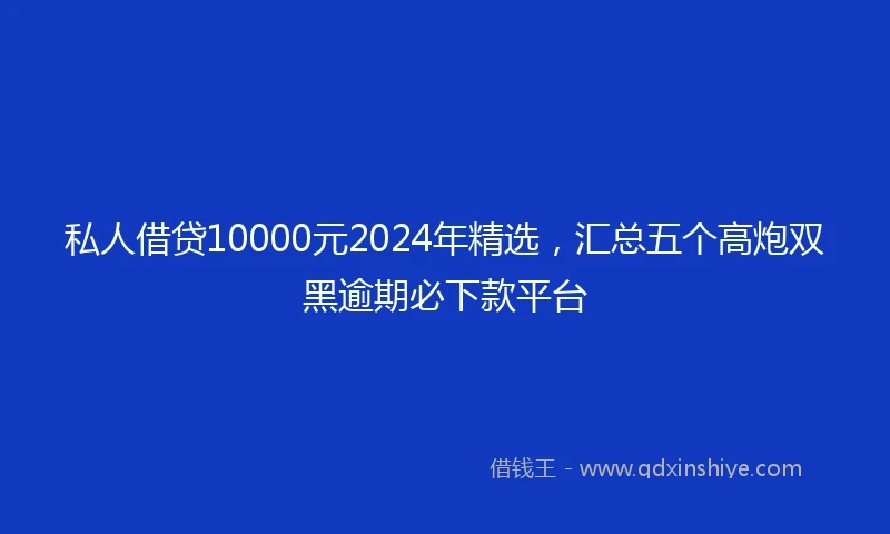 私人借贷10000元2024年精选，汇总五个高炮双黑逾期必下款平台