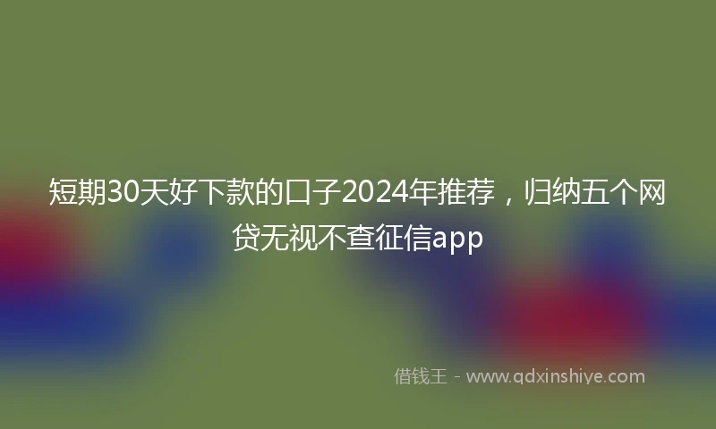 短期30天好下款的口子2024年推荐，归纳五个网贷无视不查征信app