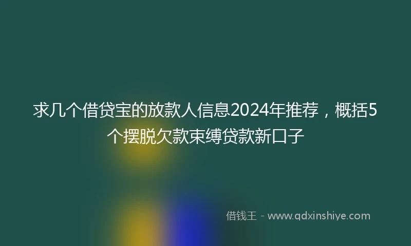 求几个借贷宝的放款人信息2024年推荐，概括5个摆脱欠款束缚贷款新口子