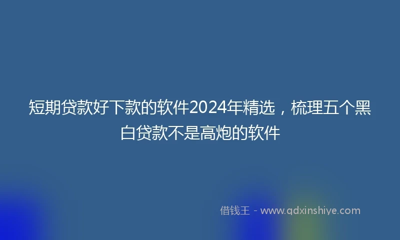 短期贷款好下款的软件2024年精选，梳理五个黑白贷款不是高炮的软件