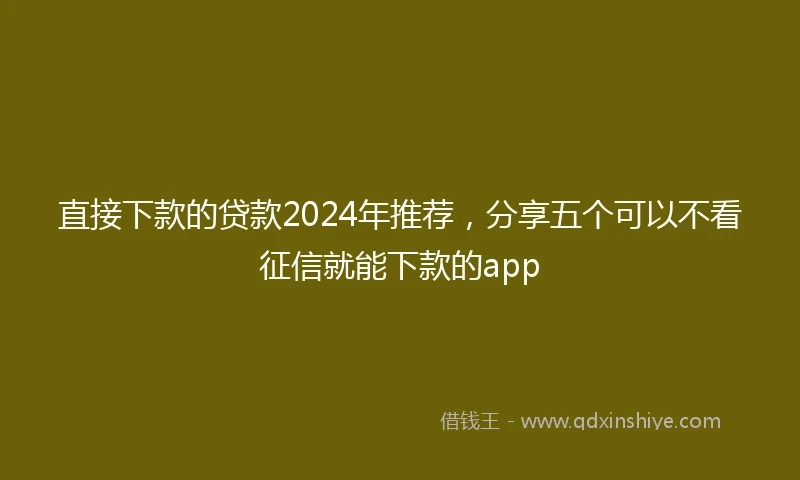 直接下款的贷款2024年推荐，分享五个可以不看征信就能下款的app