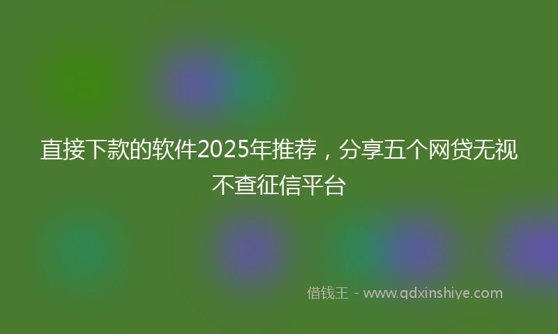 直接下款的软件2025年推荐，分享五个网贷无视不查征信平台