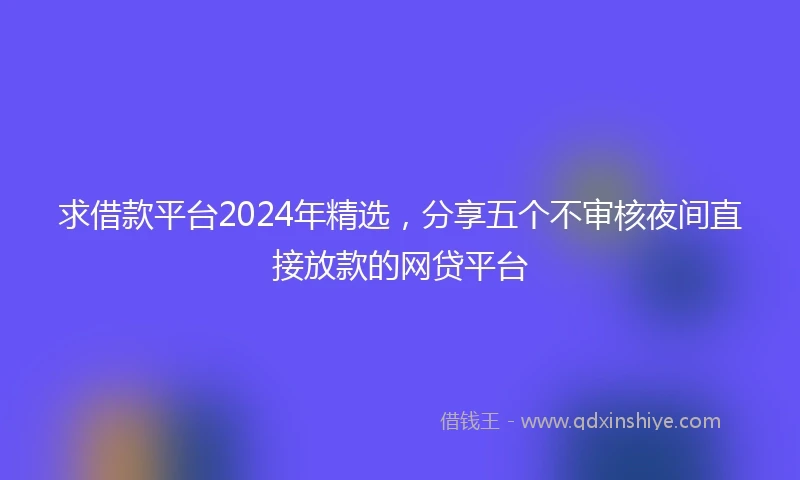 求借款平台2024年精选，分享五个不审核夜间直接放款的网贷平台