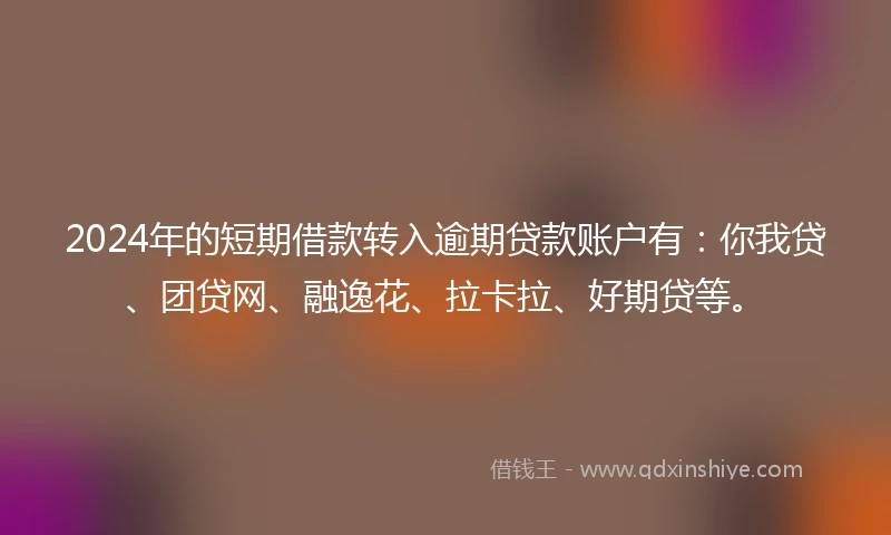 2024年的短期借款转入逾期贷款账户有:你我贷、团贷网、融逸花、拉卡拉、好期贷等。