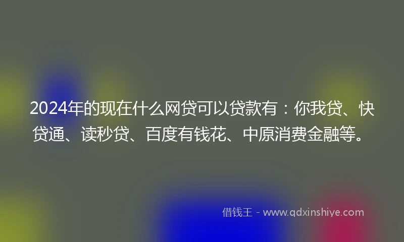 2024年的现在什么网贷可以贷款有：你我贷、快贷通、读秒贷、百度有钱花、中原消费金融等。